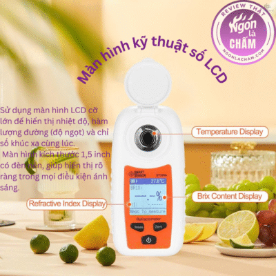 Máy đo độ ngọt ST335A LCD hiển thị nhiệt độ, độ Brix và chỉ số khúc xạ rõ ràng trên màn hình LCD 1.5 inch